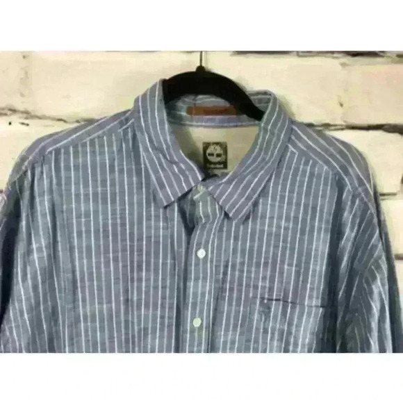 Timberland Men's Blue/White Striped Button Down Long Sleeve Shirt Size XL - Picture 3 of 10